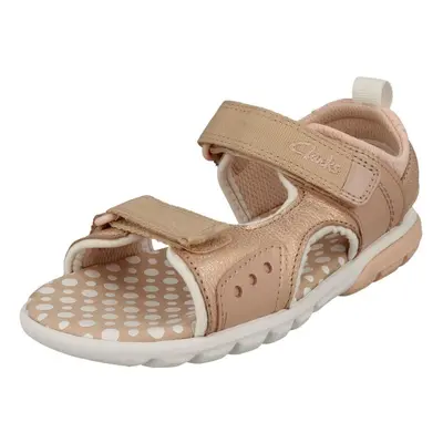 (Pink, UK Child) Boys Clarks Hook And Loop Sandals Rocco Wave K - G Fit