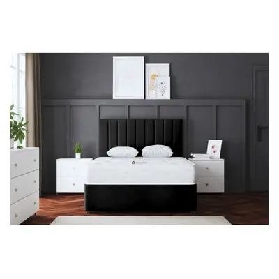 (Small Single, Black) Amelia Divan Upholstered Bed