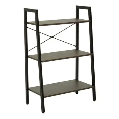 Premier Housewares Bradbury Three Tier Dark Oak Veneer Ladder Shelf Unit