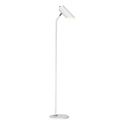 Floor Lamp Fixed Stem Tubular Spotlight Shade White Aged Brass LED E27 8W