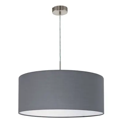 Pendant Light Colour Satin Nickel Steel Shade Grey Fabric Bulb E27 1x60W