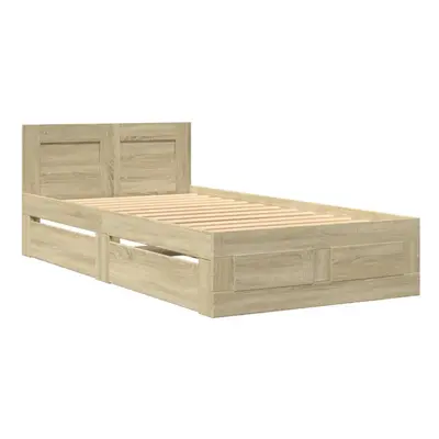 vidaXL Bed Frame with Headboard Bed Base Sonoma Oak 90x200 cm Engineered Wood