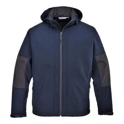 (L, Navy) Portwest Mens Hooded Soft Shell Jacket