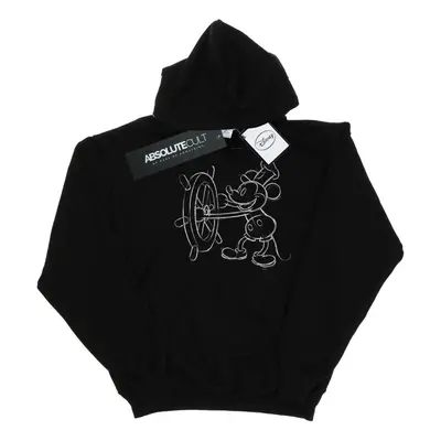 (4XL, Black) Disney Mens Mickey Mouse Steamboat Sketch Hoodie