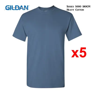 (XL) Packs Gildan T-SHIRT Blank Plain Basic Tee Men Heavy Cotton (Indigo Blue)