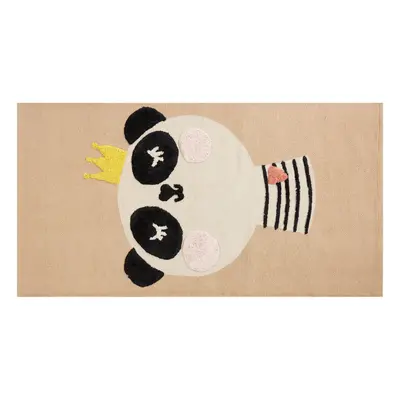 Cotton Kids Rug Panda Print x cm Beige BUNAN