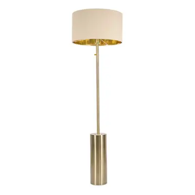 ValueLights Lexy Beige and Gold Shade with Gold Dimmable Floor Lamp