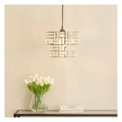 ValueLights Elise Pair Jewel Silver Tiered EasyFit Lamp Shades & Bulbs