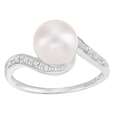 (P) Jewelco London 9ct White Gold Diamond And Cultured Pearl Ring - PR1AXL2584WPRL