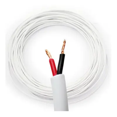 50M WHITE Double Insulated Speaker Cable 1.15mm 100V Volt PA System Reel Drum