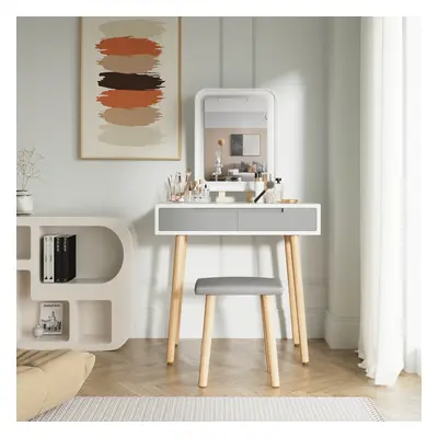 Dressing Table Modes LED Mirror Stool Drawer 80*40cm Vanity Desk