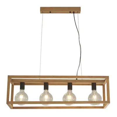 Searchlight Square Woven Bamboo Wood Light Pendant