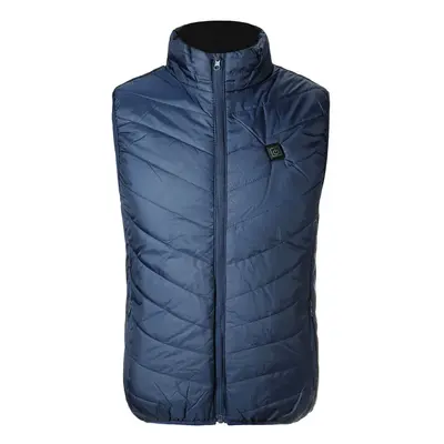 (Blue, 3XL) Electric Heated USB Jacket Waistcoat Cloth Thermal Warm Pad Warmer Winter Washable