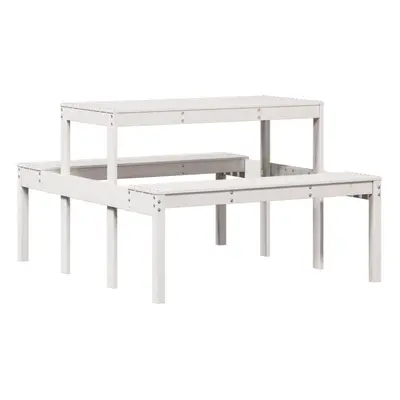 vidaXL Picnic Table Outdoor Dining Table Garden Table White Solid Wood Pine