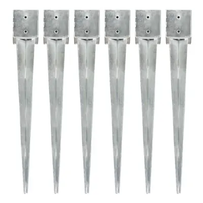 vidaXL 6x Ground Spike Silver Galvanised Steel Garden Outdoor Arch Soil Spear