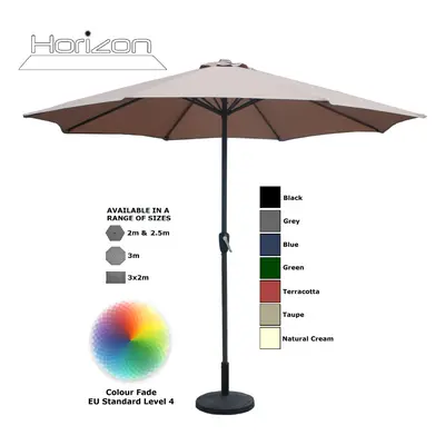 (3m, Taupe) Parasol Aluminium Crank Full & Half Shade Umbrella