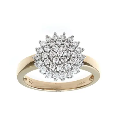 (L) Jewelco London 9ct Yellow Gold 0.50ct Diamond Cluster Ring - PR0AXL2307YDIA