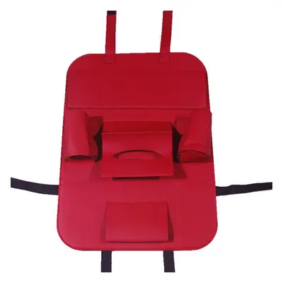 (Red) Pu Leather Car Seat Back Organizer Backseat Storage Box