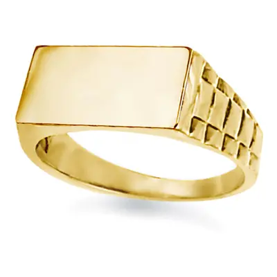 (T) Jewelco London Unisex Solid 9ct Gold Engravable Presidential Initial Blank Plate Signet Ring