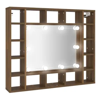 (Brown oak) vidaXL Mirror Cabinet with LED Cosmetic Mirror Cabinet Bedroom Storage Cabinet