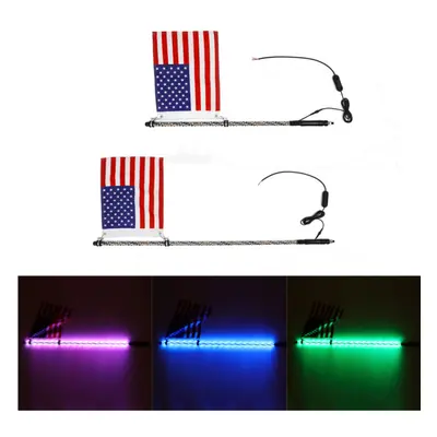 (3ft) 4/5ft Lighted LED Car Whip Lights 5050RGB Flagpole Lamp w/Flag + Remote For Jeep ATV UTV