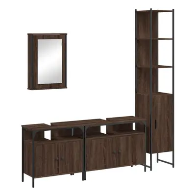 (brown oak) vidaXL Bathroom Furniture Set Piece Storage Sink Cabinet Engineered Wood