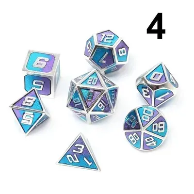 () 7Pcs Mixed Color Polyhedral Dice Metal RPG Dices Set with Velvet Bag Dungeons and Dragon Blac