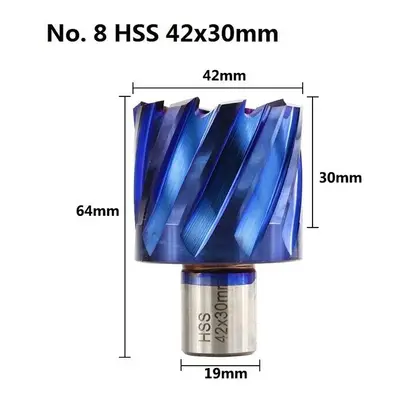 (42mm) 12-42mm Cutting Diameter HSS Hole Opener Core Drill Weldon Shank Nano Blue Coated Annular