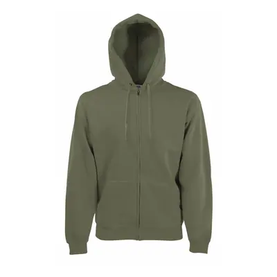 (L, Classic Olive) Fruit Of The Loom Mens Premium 70/30 Hooded Zip-Up Sweatshirt / Hoodie