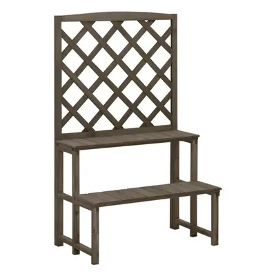 vidaXL Solid Fir Wood Plant Stand with Trellis Grey Wooden Garden Plant Rack