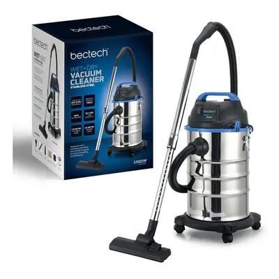 1500W Wet and Dry Vacuum Carpet Cleaner Litre Stainless Steel Castor Wheels