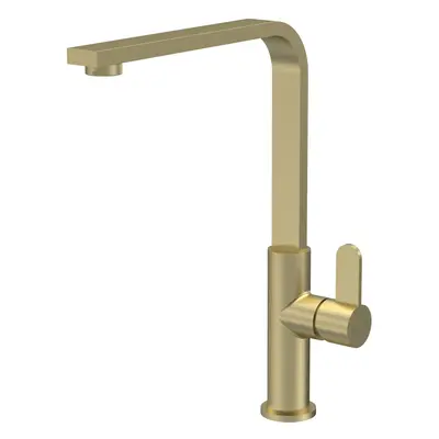 Kitchen Mono Mixer Tap with Lever Handle, 302mm - Brushed Brass