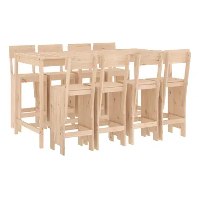 (natural pine) vidaXL Garden Bar Set Outdoor Bar Table Set Bar Stool Piece Solid Wood Pine