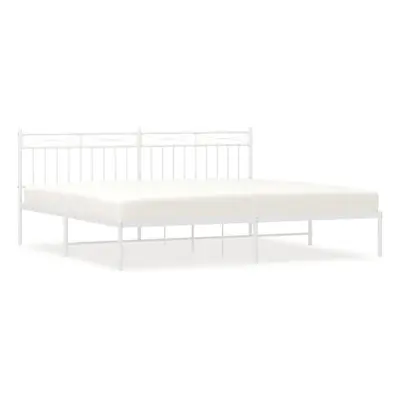 (white, 200x200 cm/with headboard) vidaXL Metal Bed Frame Home Bedroom Bed Base Mattress Foundat