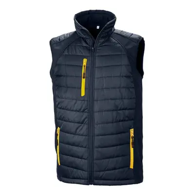 (3XL, Navy/Yellow) Result Genuine Recycled Unisex Adult Compass Softshell Padded Gilet