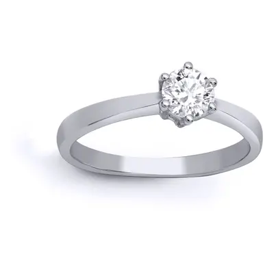 (U) Jewelco London Ladies Solid 18ct White Gold Claw Set Round G SI1 0.5ct Diamond Solitaire Eng