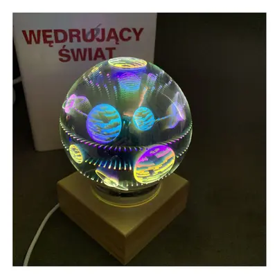 (universe) Wood Colorful 3D Magic Ball Projection Lamp Usb Power Night Light For Christmas Decor