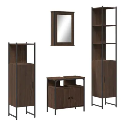 vidaXL Bathroom Furniture Set Piece Sink Cabinet Brown Oak Engineered Wood