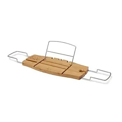 Umbra Aquala Bathtub Caddy Bamboo Extendable and Adjustable Tray Holder, Natural Finish