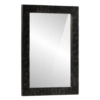 (black) vidaXL Bathroom Mirror Wall-mounted Vanity Mirror Solid Wood Mango and Glass