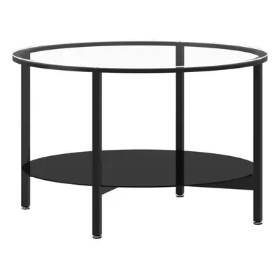 (black and transparent) vidaXL Tea Table Marble Home Indoor Furniture Tempered Glass Multi Colou