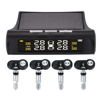 (V1) Car TPMS Tire Pressure Digital Solar Energy Monitoring System with External Sensors