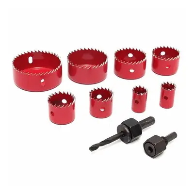 (Red) 8pcs Hole Saw Cutting Set with Hex Wrench Wood Alloy Iron Cutter