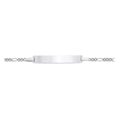 Jewelco London Kids Rhodium Plated Sterling Silver Classic Figaro Chain Identity ID Bar Bracelet