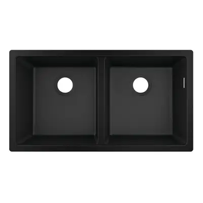 Hansgrohe S51 Kitchen Sink Double Bowl Graphite Black Undermount SilicaTec 820mm