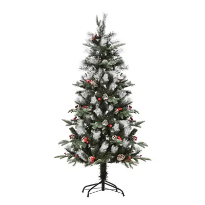 HOMCOM 5FT Artificial Snow Dipped Christmas Tree Xmas Holiday Pencil Tree Green