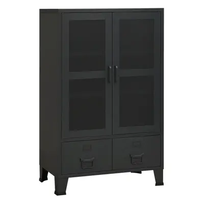 vidaXL Industrial Storage Chest Black Metal Sideboard Cabinet Storage Trunk