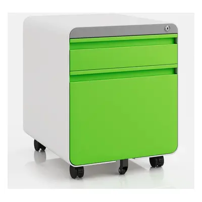 (Green) 2-Drawer Mobile Rolling File Cabinet Lockable