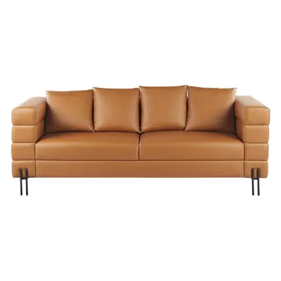 3 Seater Faux Leather Sofa Brown GRANNA