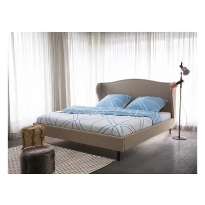 (Beige, 160x200cm) Bed - Super King Size Bed Frame - Upholstered - COLMAR